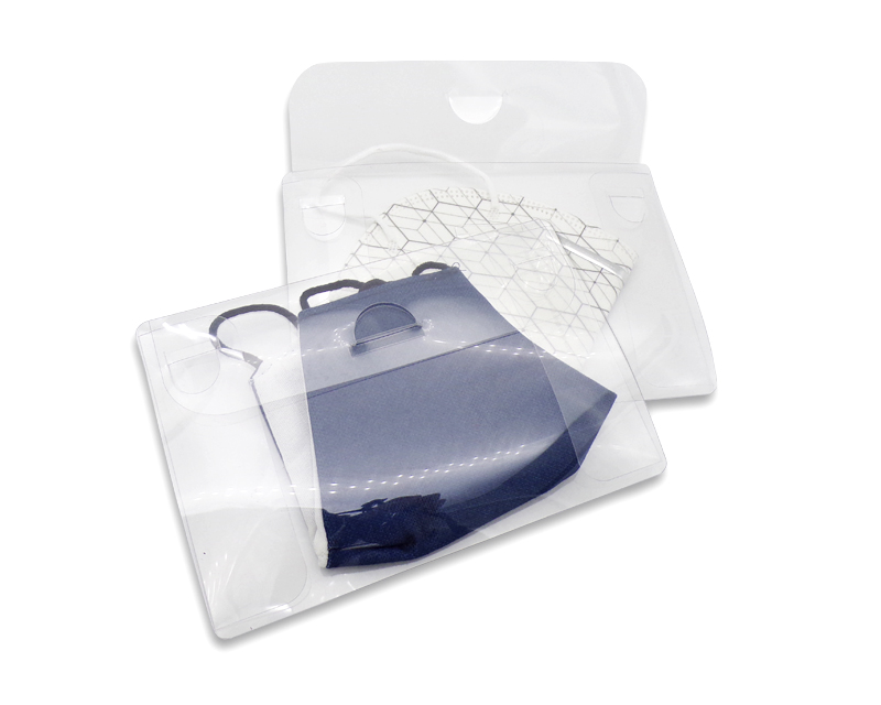 FUNDA PORTA-MASCARILLA PLÁSTICO TRANSPARENTE - CON IMPRESIÓN -F22