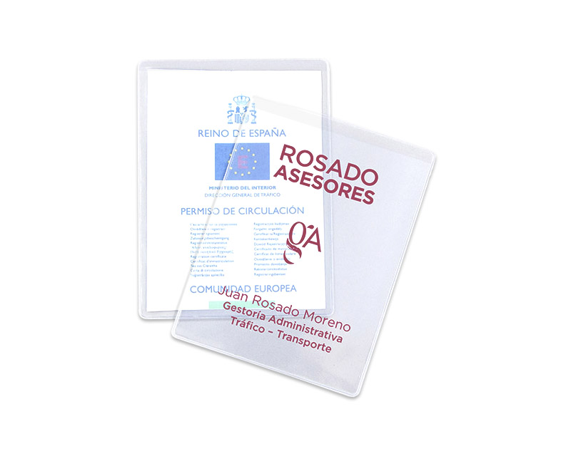 FUNDA PERMISO DE CIRCULACIÓN SENCILLA TRANSPARENTE (A6) - G09 - CON IMPRESION