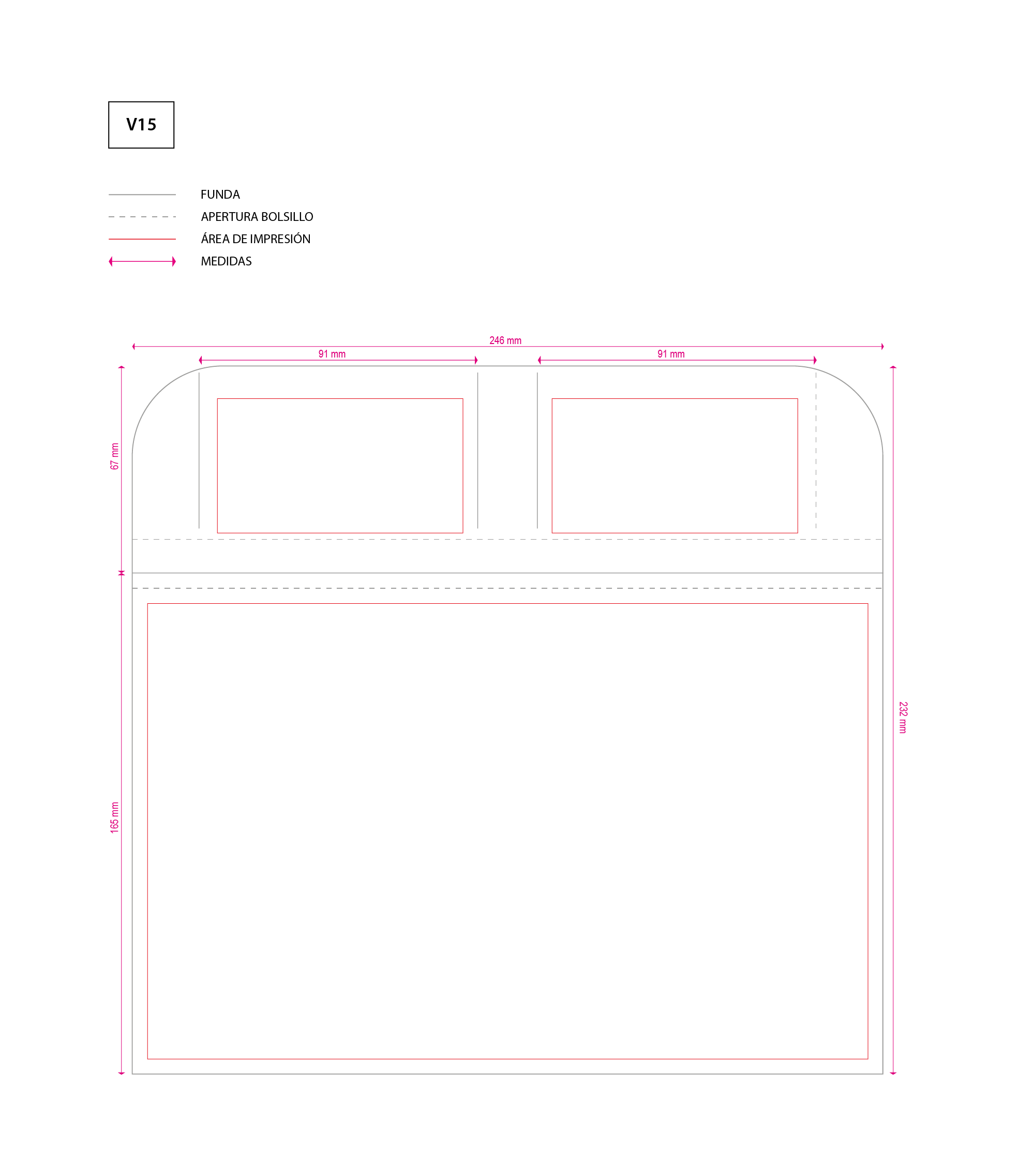 Plantilla Funda Viajes Solapa y Cierre Blancas - V15