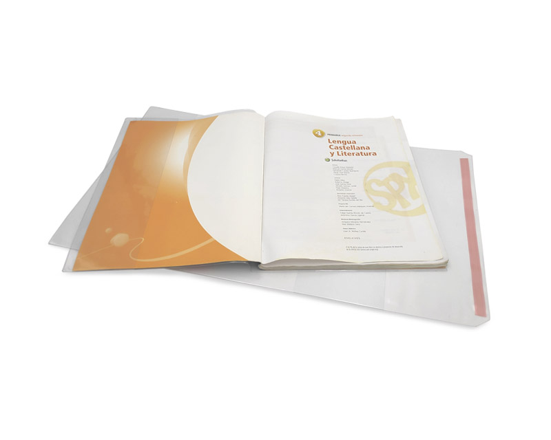 POCHETTE EN PLASTIQUE PROTÈGE-CAHIER, BROCHURE, LIVRE.