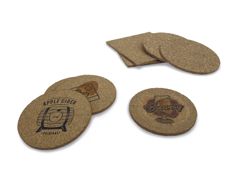 Posavasos de corcho personalizables de diferentes formas