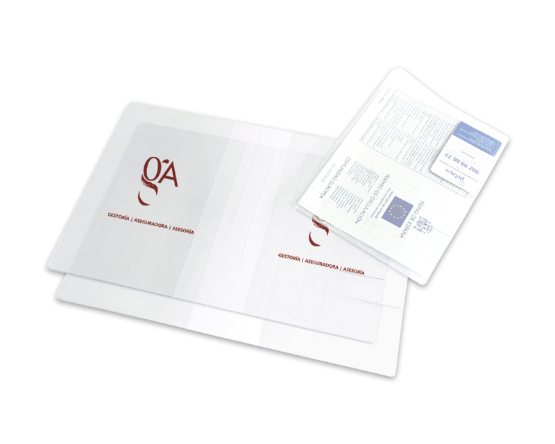 FUNDA PÓLIZA SEGUROS TRANSPARENTE CON TARJETERO (A4) - S22